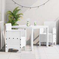 Berkfield Home 3 Piece Garden Dining Set White Poly Rattan