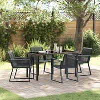 Berkfield Home 5 Piece Garden Dining Set Black Poly Rattan