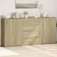 Berkfield Home Sideboards 3 pcs Sonoma Oak 60x31x84 cm Engineered Wood in Brown | Size: 60 x 31 x 84 cm
