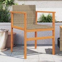 Berkfield Home Garden Chairs 2 pcs Beige Poly Rattan&Solid Wood
