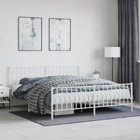 Berkfield Home Metal Bed Frame without Mattress with FootboardWhite 183x213cm in White | Size: 183x213 cm