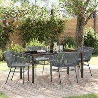 Set of 3 Grey PE Rattan, Powder-Coated Steel Standard