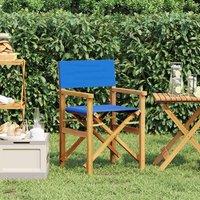 Berkfield Home Folding Director's Chair Blue Solid Wood Teak
