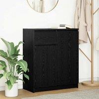 Berkfield Home Sideboard with Drawer Black Oak 71x35x84 cm Engineered Wood | Size: 71 x 35 x 84 cm