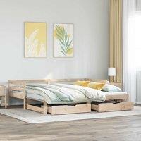 Berkfield Home Daybed with Trundle & Drawers without Mattress 80x200 cm in Brown