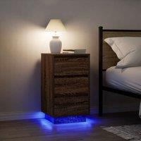 Berkfield Home Bedside Cabinet with LED LightsBrown Oak 38x34x65 cm | Size: 38 x 34 x 65 cm