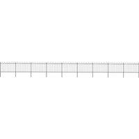 Garden Fence with Hoop Top Steel 15.3x1.2 m Black