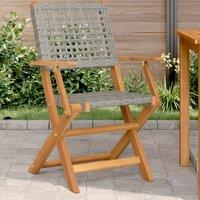 Berkfield Home Garden Chairs 2 pcs Grey Solid Wood Acacia & Poly Rattan