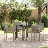 Berkfield Home 5 Piece Garden Dining Set with Cushions Beige Poly Rattan