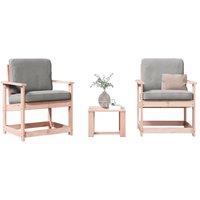3 Piece Garden Lounge Set Solid Wood Douglas