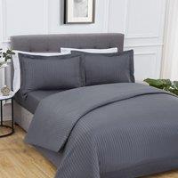 Smart Living Luxury Super Soft Easy Care Sateen Stripe Complete Bedding Set in Charcoal | Size: Double