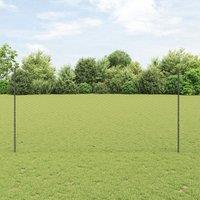 Fence Posts 22 pcs U-Channel Grey 150 cm Steel, Hexagon Fence Grey 1.5x100 m Steel