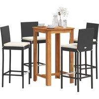 Berkfield Home 5 Piece Garden Bar Set Black Solid Wood Acacia & Poly Rattan