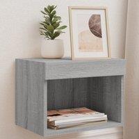 Berkfield Home Bedside Cabinets with LED Lights Wall-mounted 2 pcs Grey Sonoma