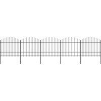 Berkfield Home Garden Fence with Spear Top Steel (1.5-1.75)x8.5 m Black
