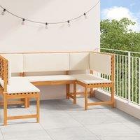 3-Piece Garden Bench Set with Cushions - Solid Acacia Wood