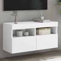 TV Wall Cabinet with LED Lights White 80x30x40 cm