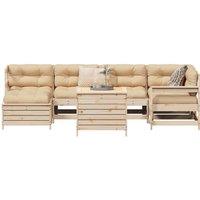 7 Piece Garden Sofa Set Solid Wood Pine