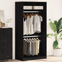 Berkfield Home Black Oak Wardrobe - 100x50x200 cm, Made of Engineered Wood | Size: 100 x 50 x 200 cm