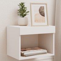 Berkfield Home Bedside Cabinets with LED Lights Wall-mounted 2 pcs White