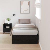 Berkfield Home Storage Bed Frame Black Oak 90x190 cm