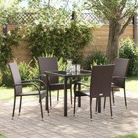 Berkfield Home 5 Piece Garden Dining Set Brown Poly Rattan