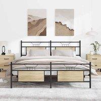 Berkfield Home Metal Bed Frame without Mattress Sonoma Oak 160x200 cm in Brown