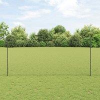 Fence Posts 22 pcs U-Channel Grey 140 cm Steel, Hexagon Fence Grey 1.4x50 m Steel