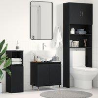 Berkfield Home Bathroom Sink Cabinet Black Oak 58x33x60 cm Engineered Wood | Size: 58 x 33 x 60 cm