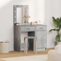 Berkfield Home 2-Piece Dressing Table Set with LED in Concrete Grey Engineered Wood