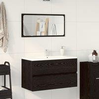Berkfield Home 2 Piece Bathroom Furniture Set Black Oak Engineered Wood