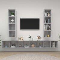 Berkfield Home Wall-mounted TV Cabinets 4 pcs Concrete Grey Engineered Wood