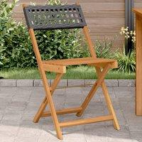 Berkfield Home Bistro Chairs 2 pcs Black Solid Wood Acacia & Poly Rattan