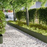 Berkfield Home Lawn Edgings 10 pcs Olive Green 100x0, 5x30 cm Steel