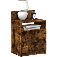 Berkfield Home Bedside Cabinet with 2 Drawers Smoked Oak 40x33x60 cm in Brown | Size: 40 x 33 x 60 cm