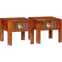 Berkfield Home Bedside Cabinet 2 pcs 40x40x36 cm Solid Wood Acacia in Brown | Size: 40 x 40 x 36 cm