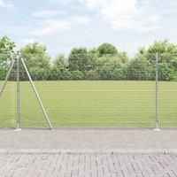 Berkfield Home Welded Wire Fence with 13 Flanged Posts 1.2x50 m Galvanised Steel in Silver