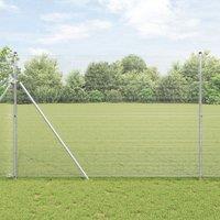 Berkfield Home Welded Wire Fence with 7 Posts 1.5x10 m Galvanised Steel in Silver