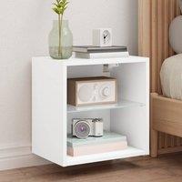 Berkfield Home Bedside Cabinet with LED Lights Wall-mounted White