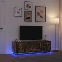 Berkfield Home TV Cabinet with LED Lights Smoked Oak 160.5x41x50 cm in Brown
