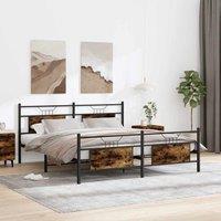 Berkfield Home Metal Bed Frame without Mattress Smoked Oak 160x200 cm in Brown