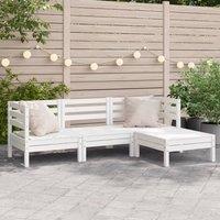 Berkfield Home Garden Sofa 3-Seater with Footstool White Solid Wood Pine