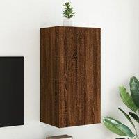 Berkfield Home TV Wall Cabinet with LED Lights Brown Oak 40.5x35x80 cm