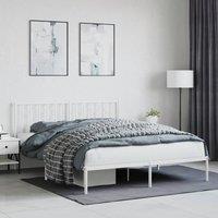 Berkfield Home Metal Bed Frame without Mattress with Headboard White 160x200cm | Size: 160x200 cm