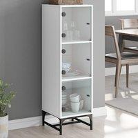 Berkfield Home Highboard with Glass Doors White 35x37x120 cm | Size: 35 x 37 x 120 cm