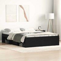 Bed Frame without Mattress Black Oak 140x200 cm Engineered Wood