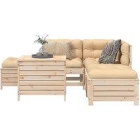 6 Piece Garden Sofa Set Solid Wood Pine