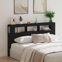 Berkfield Home Storage Headboard with LED Lights Black Oak 180x18, 5x103, 5 cm