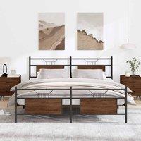 Berkfield Home Metal Bed Frame without Mattress Brown Oak 180x200 cm Super King