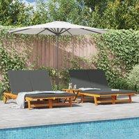 Berkfield Home Double Sun Lounger with Wheels & Cushion - Solid Acacia Wood in Brown